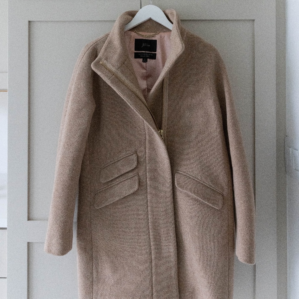 J. Crew Sandstone Cocoon Coat in Italian Stadium Cloth Wool - Size 6